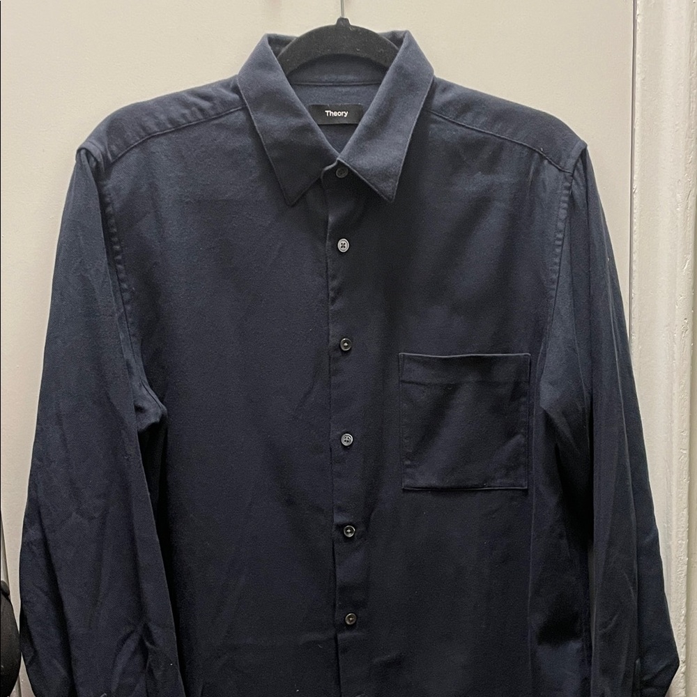 Theory Men's Dark Blue Button Down Shirt